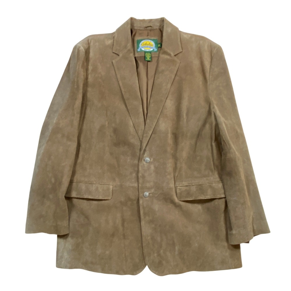 VTG Cabelas 50 Tall Genuine Leather Suede Blazer Jacket Buffalo Nickel‎ Buttons